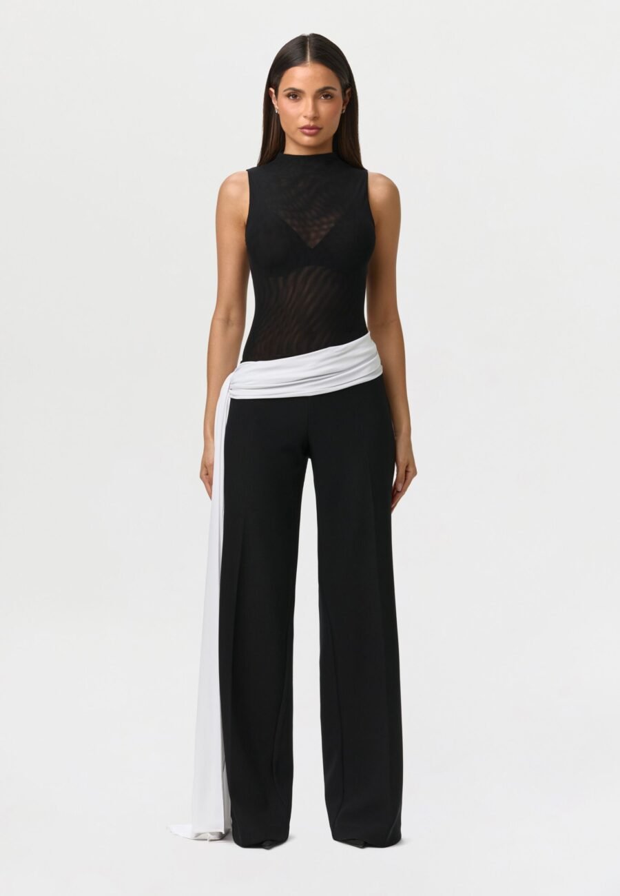 Suiting Contrast Straight Leg Pant