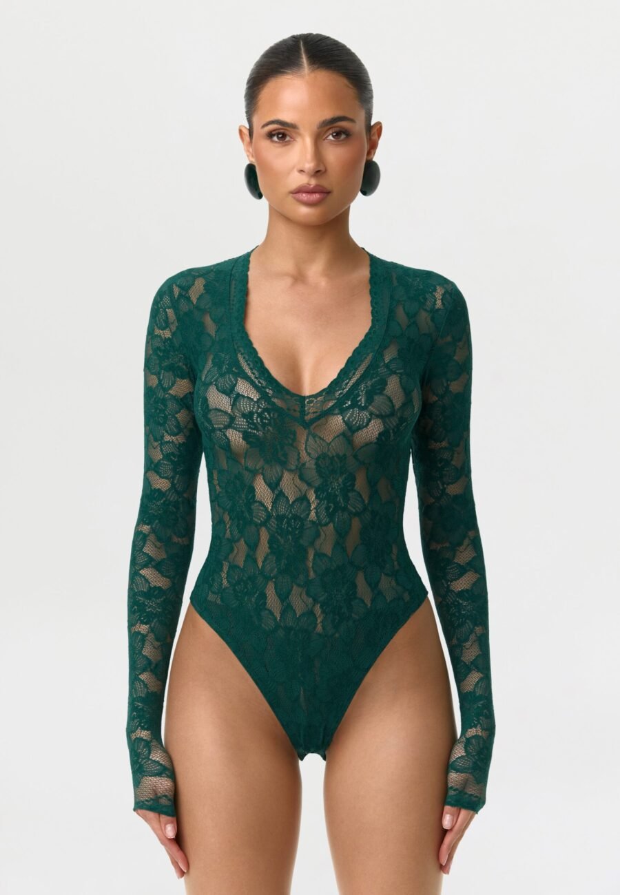 Stretch Lace V-Neck Bodysuit