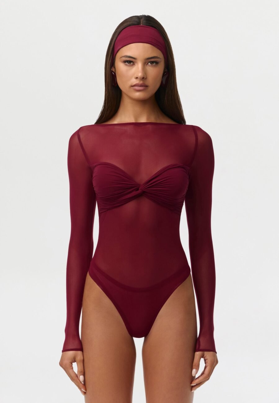 Naked Mesh Boatneck Bodysuit