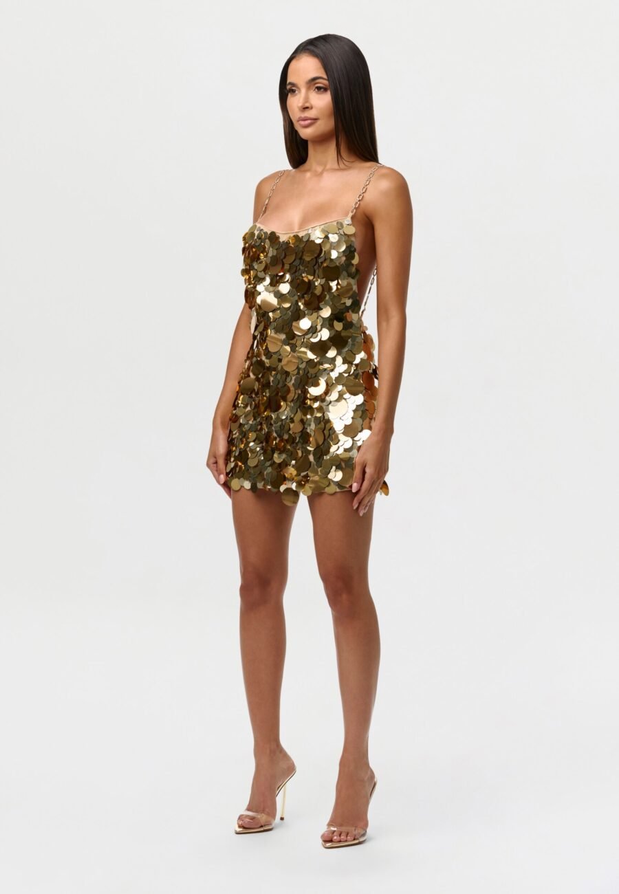 Sequin Open Back Mini Dress