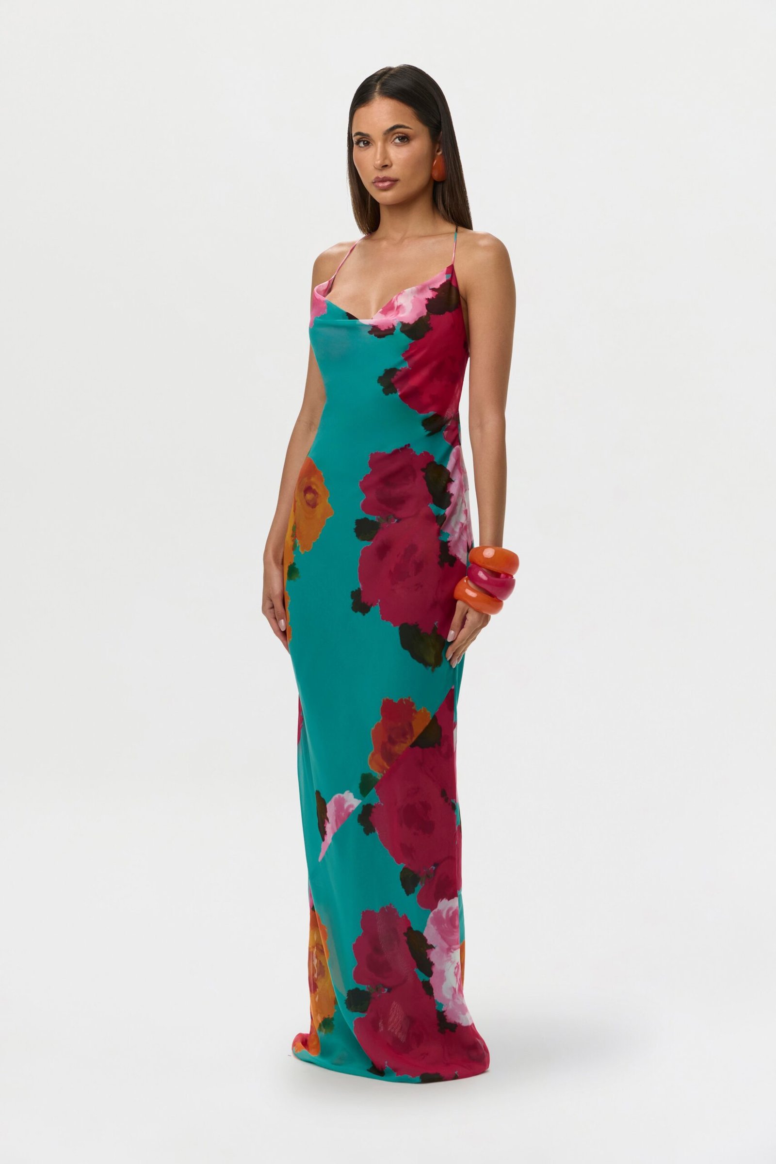 Chiffon Print Open Back Maxi Dress - Image 2