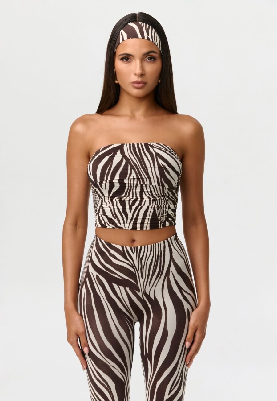 Naked Print Ruched Tube Top