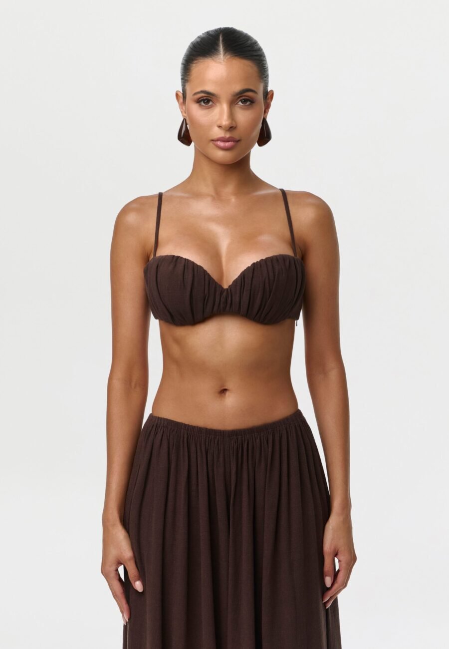 Linen Shirred Bra Top