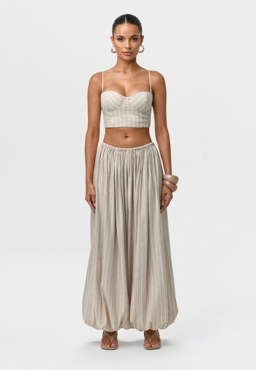 Linen Pinstripe Balloon Pants