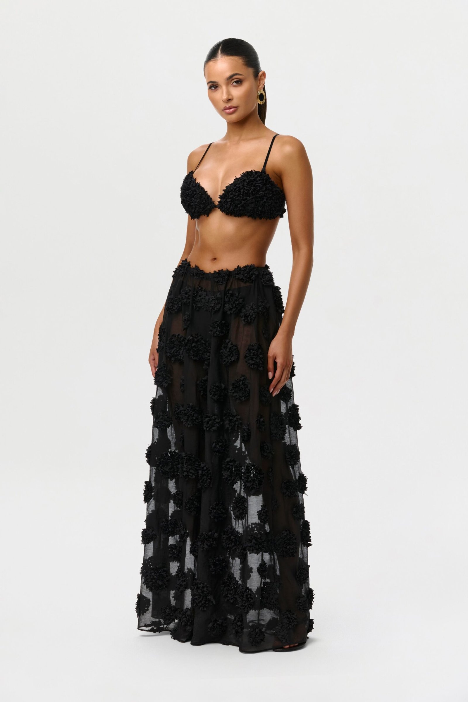 Floral Appliqu?? Wide Leg Pants - Image 3