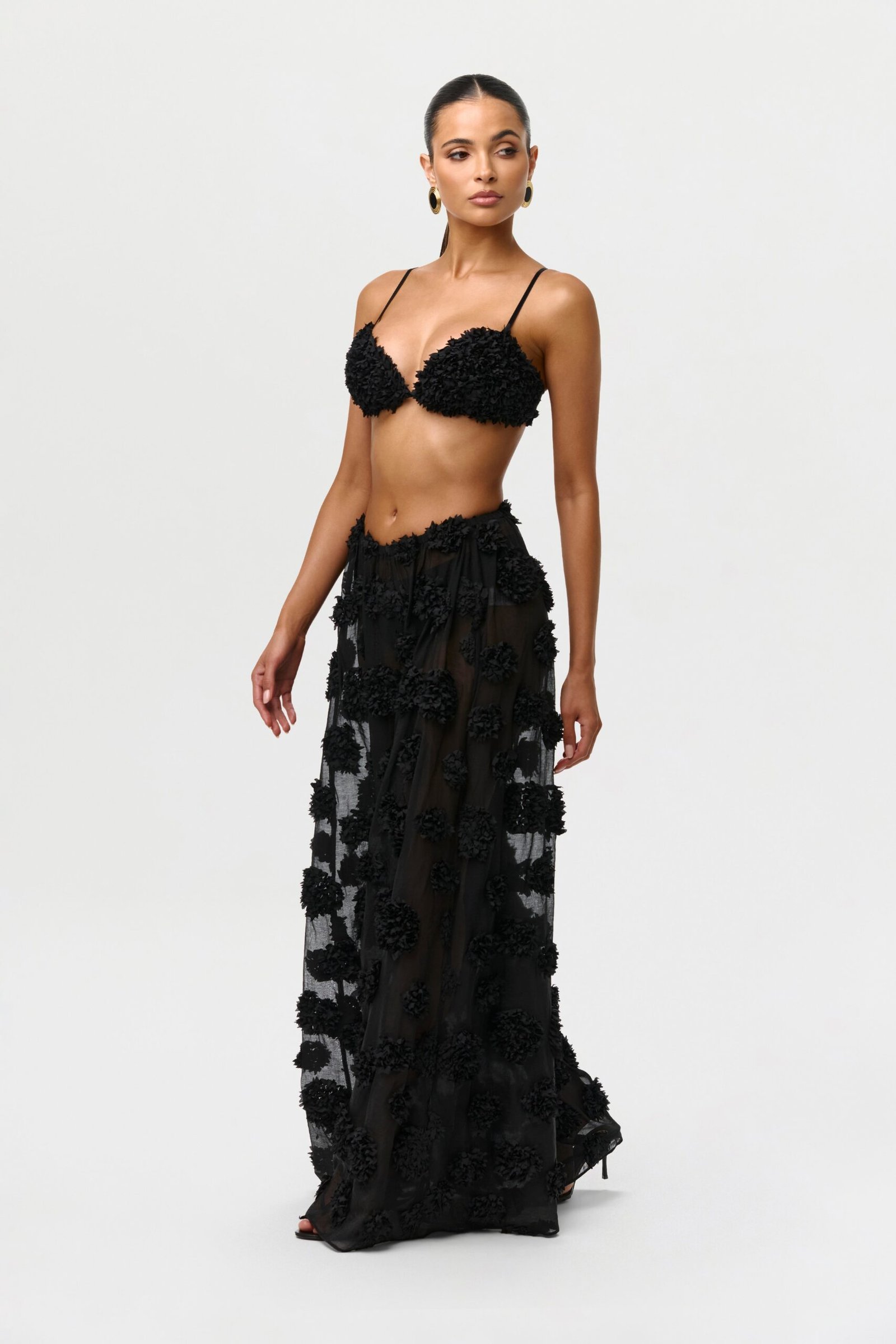 Floral Appliqu?? Wide Leg Pants - Image 4