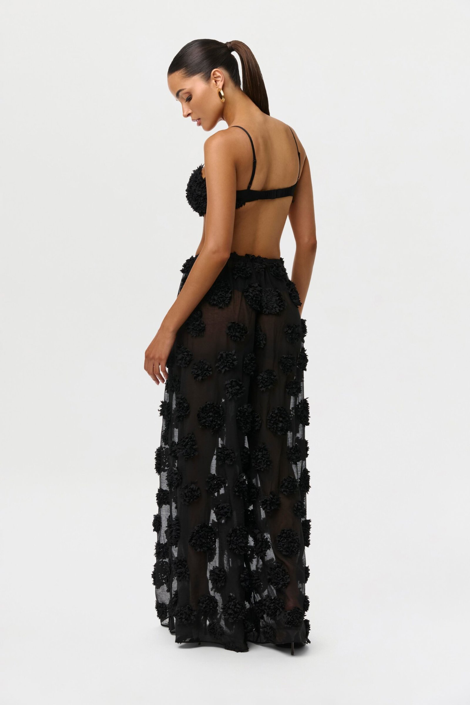 Floral Appliqu?? Wide Leg Pants - Image 6