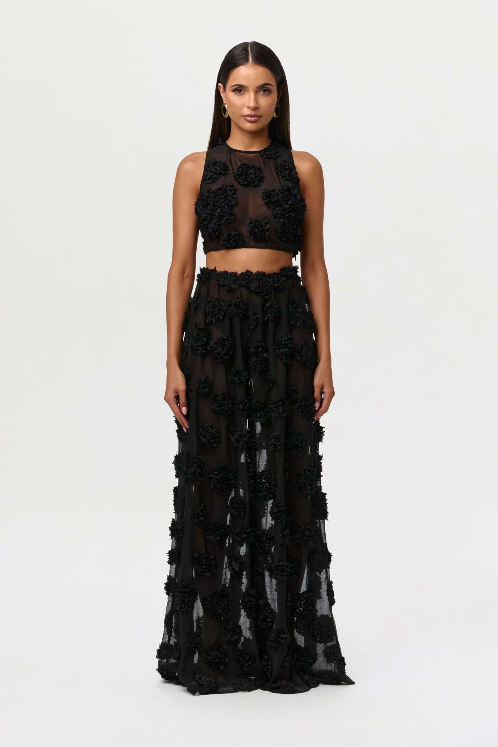 Floral Appliqu?? Lace Crop Top - Image 4