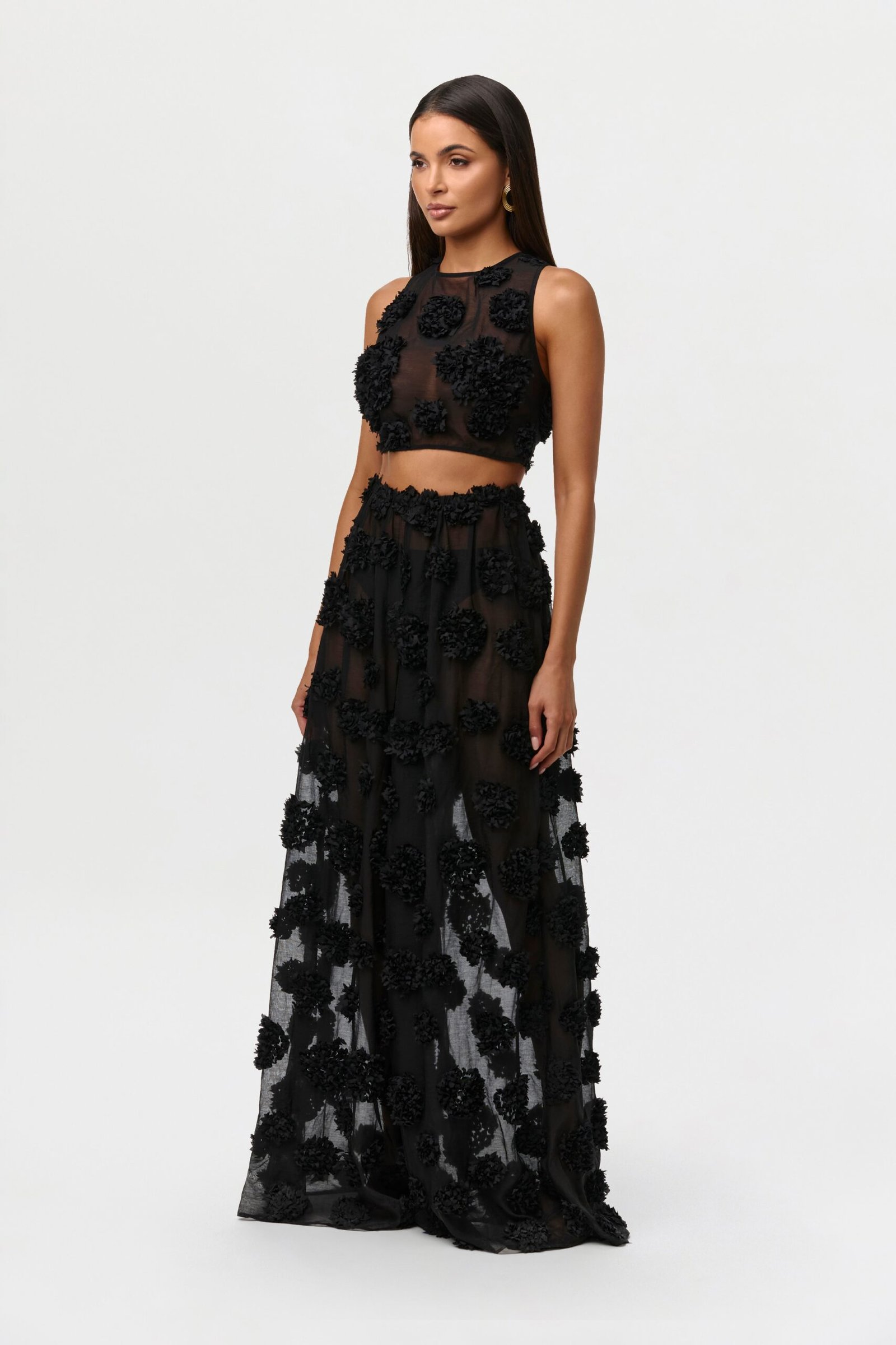 Floral Appliqu?? Lace Crop Top - Image 2