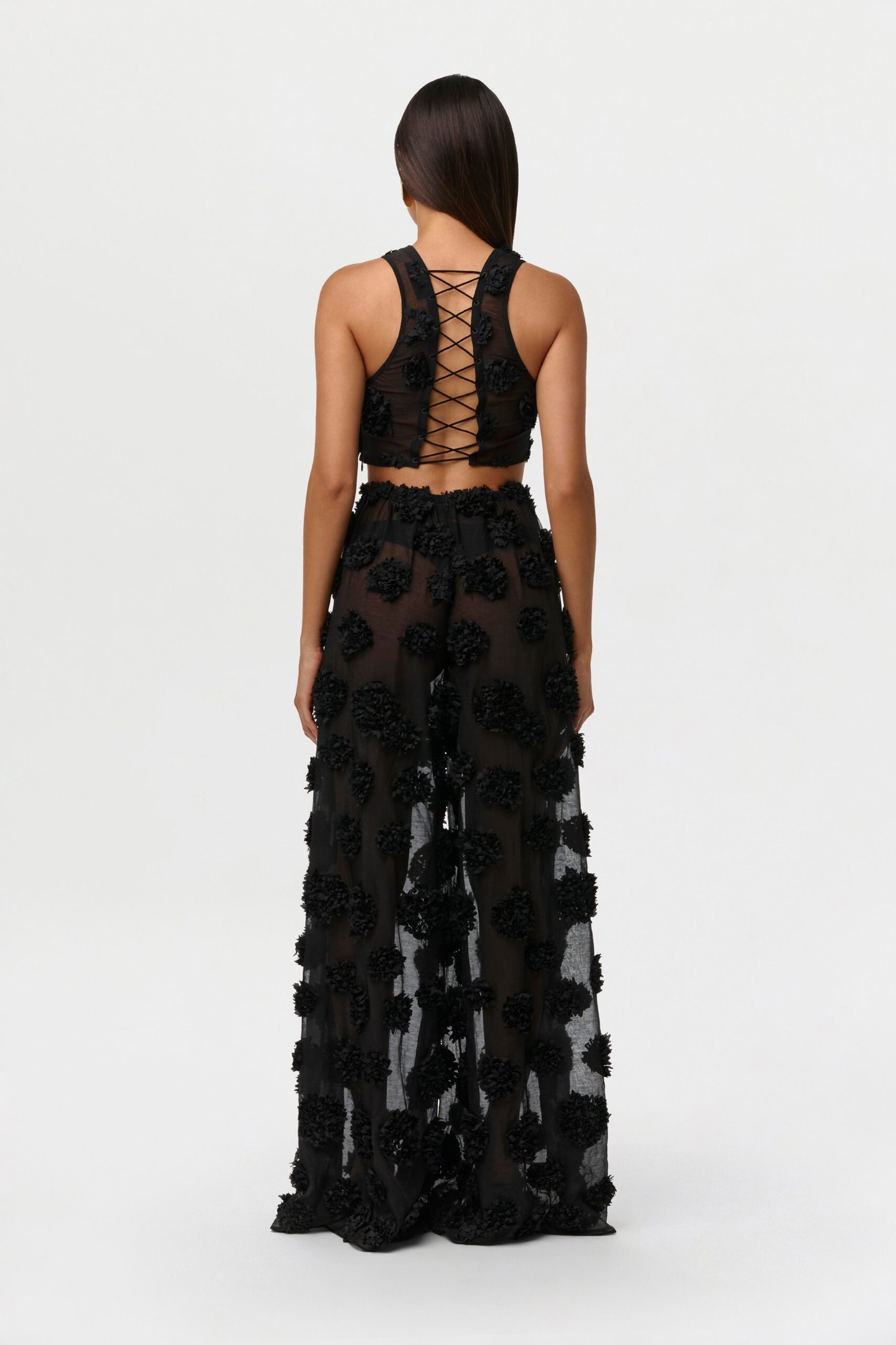 Floral Appliqu?? Lace Crop Top - Image 7