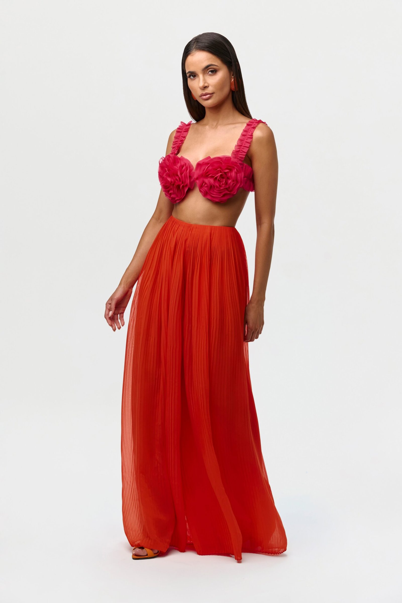 Chiffon Pleated Wide Leg Pants - Image 10